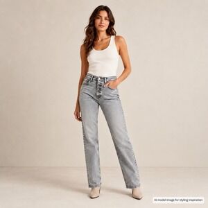AG Jeans Alexxis Womens Size 29R High Rise Vintage Straight Gray Button Fly